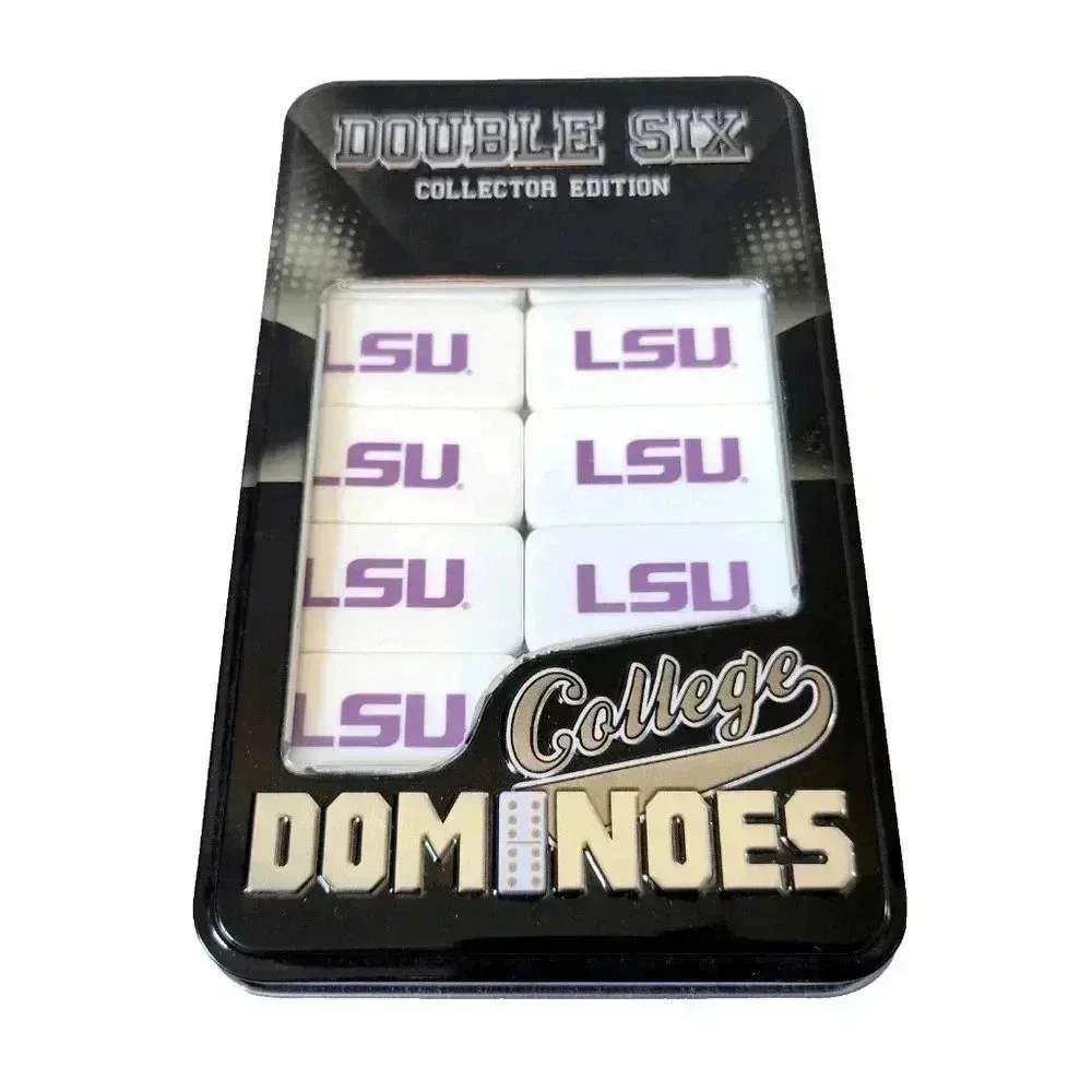 Double Six LSU Dominoes Louisiana State University College Edition Tin Case